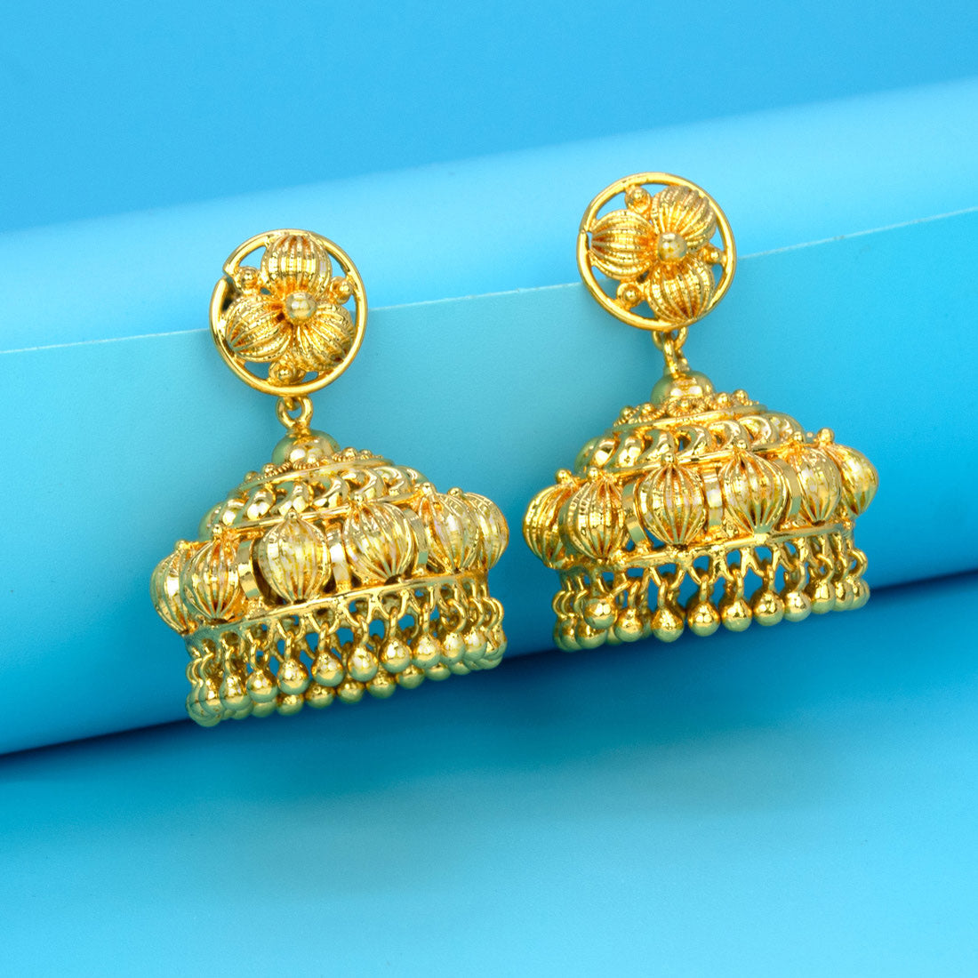 Classic Gold Plated Dome Jhumka Earrings