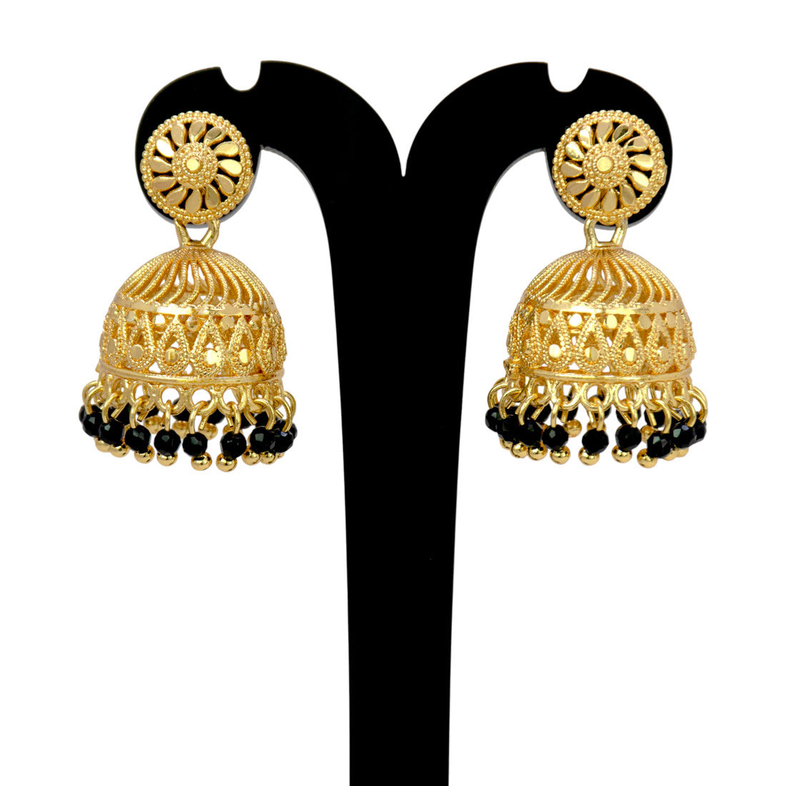 Black-Beads-Jhumka-Earrings