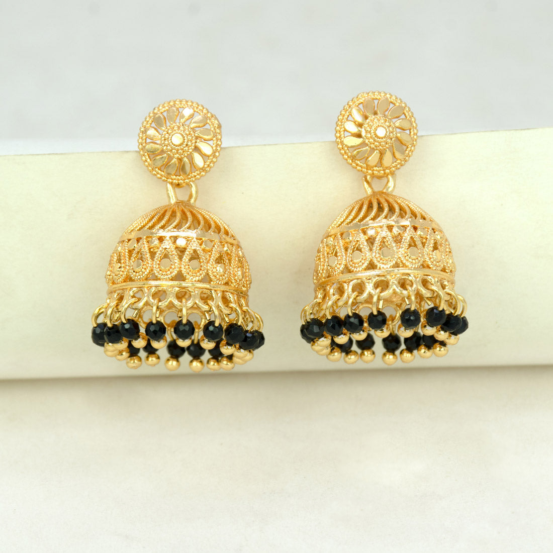 Black-Beads-Jhumka-Earrings