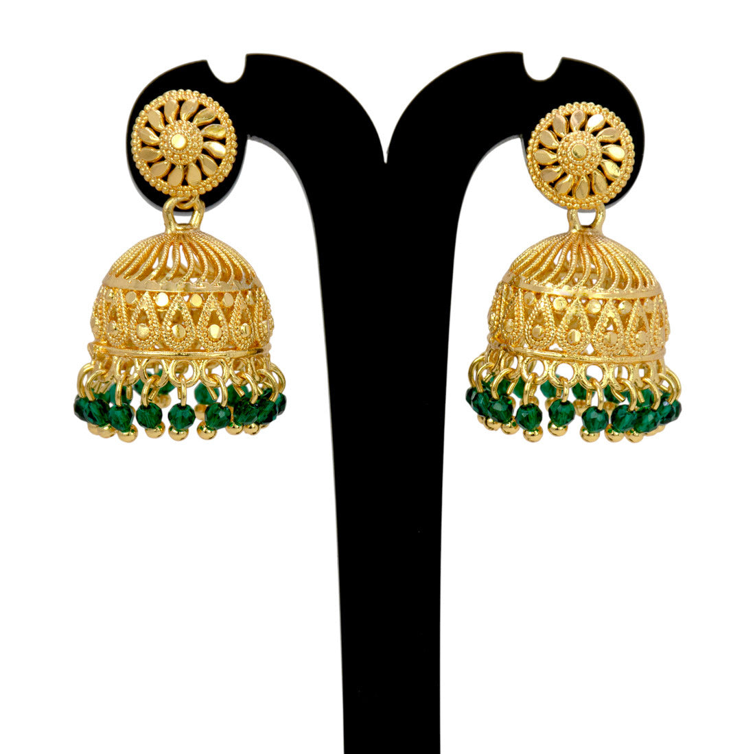 Green-Beads-Jhumka-Earrings