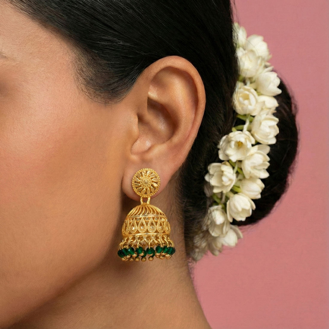 Green-Beads-Jhumka-Earrings