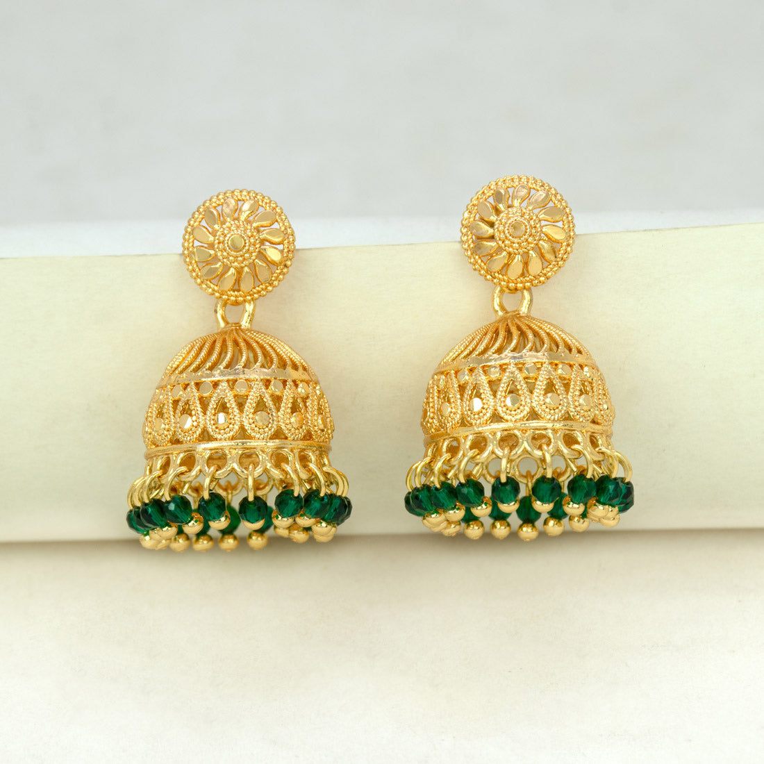 Green-Beads-Jhumka-Earrings