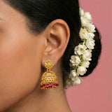 Pink-Beads-Jhumka-Earrings