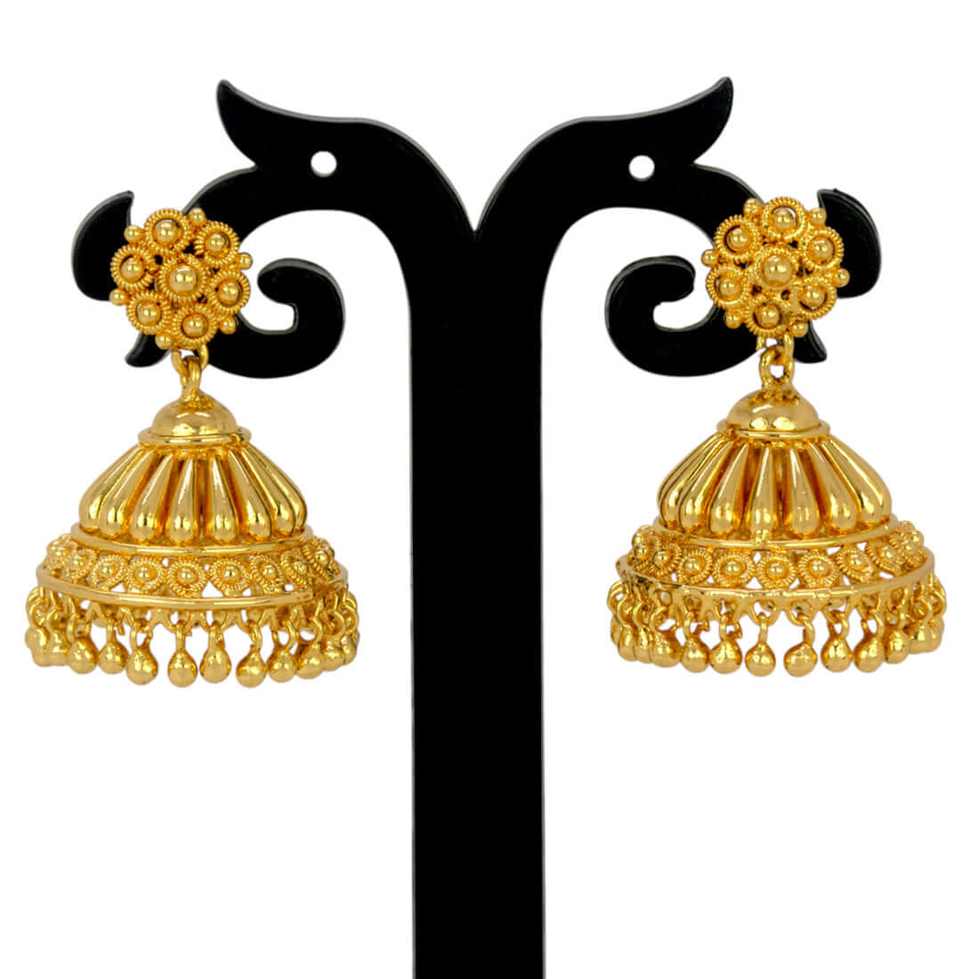 Stylish Gold Plated Medium Jhumka Earrings