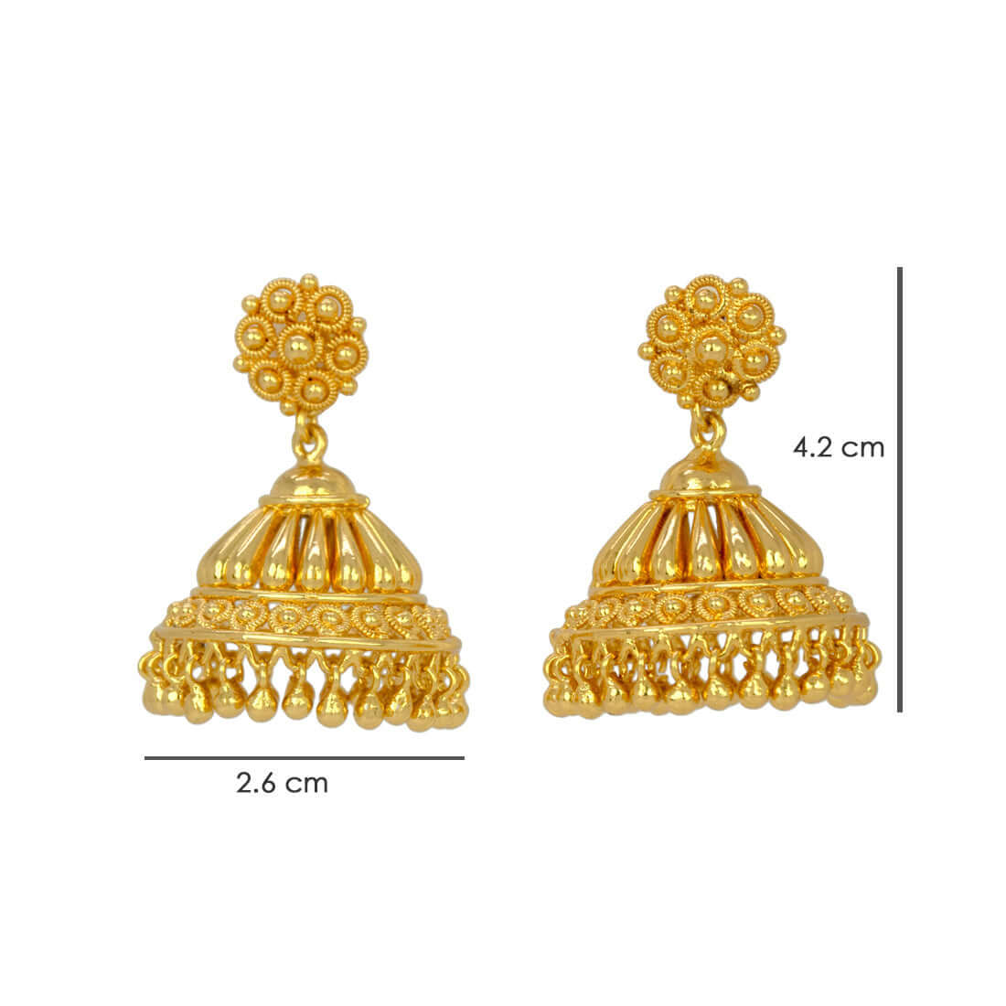 Stylish Gold Plated Medium Jhumka Earrings