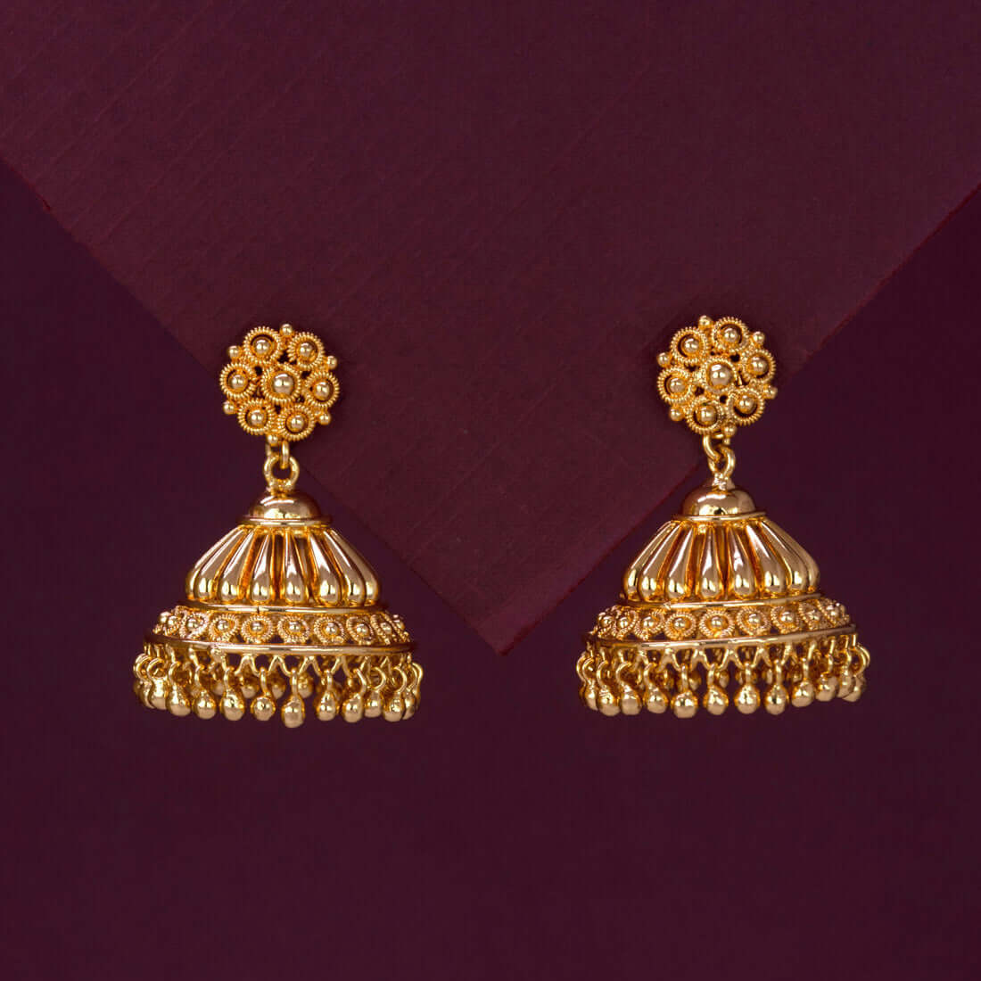 Stylish Gold Plated Medium Jhumka Earrings