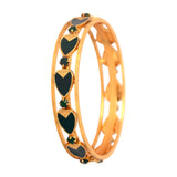 Antique Gold Plated Gopi Green Enamel Stone Bangle