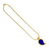 Traditional Gold-Plated Mango Pendant Chain in blue with gold plating, ideal for ethnic wear and ceremonial occasions.