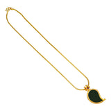 Traditional Gold-Plated Mango Pendant Chain with green pendant for ethnic wear and ceremonial occasions.