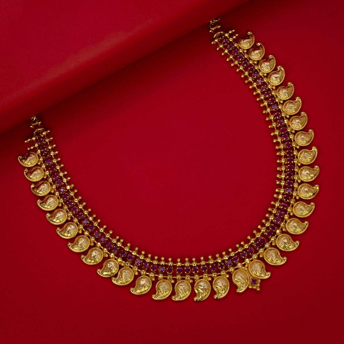 Traditional-Gold-Plated-Ruby-Mango-Necklace