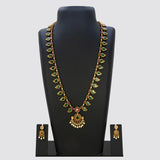 Antique Green Stone Mango Long Necklace Set