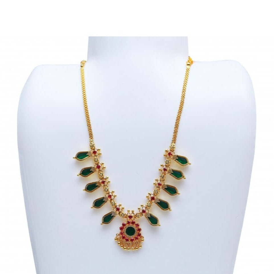 Traditional Kerala Nagapadam Necklace - Green