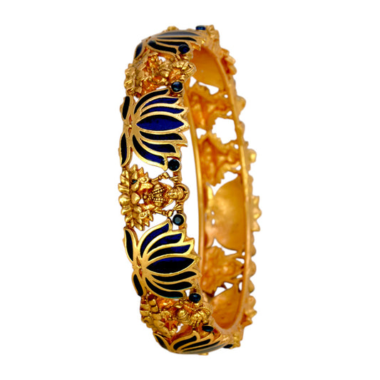 Antique Matte Finish Lakshmi Lotus Bangle showcasing intricate lotus designs and vibrant colors.