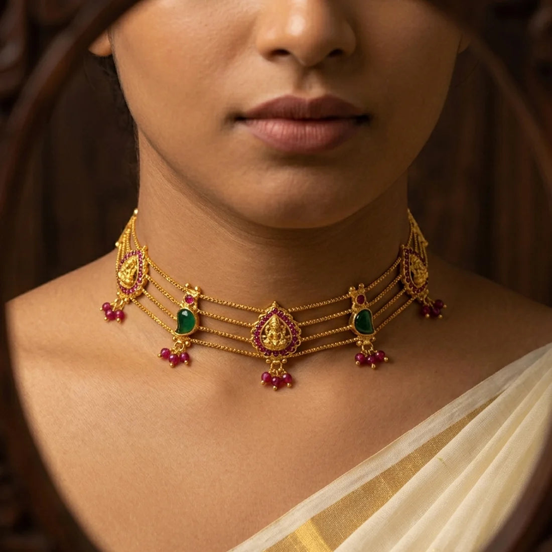 Traditional Lakshmi Mango Choker Necklace