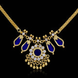 Traditional Double Nagapadam Necklace - Blue