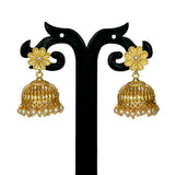 Trendy gold plated pearl hanging floral jhumka