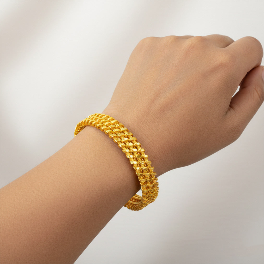 Trendy-Gold-Plated-Three-Line-Twisted-Bangle