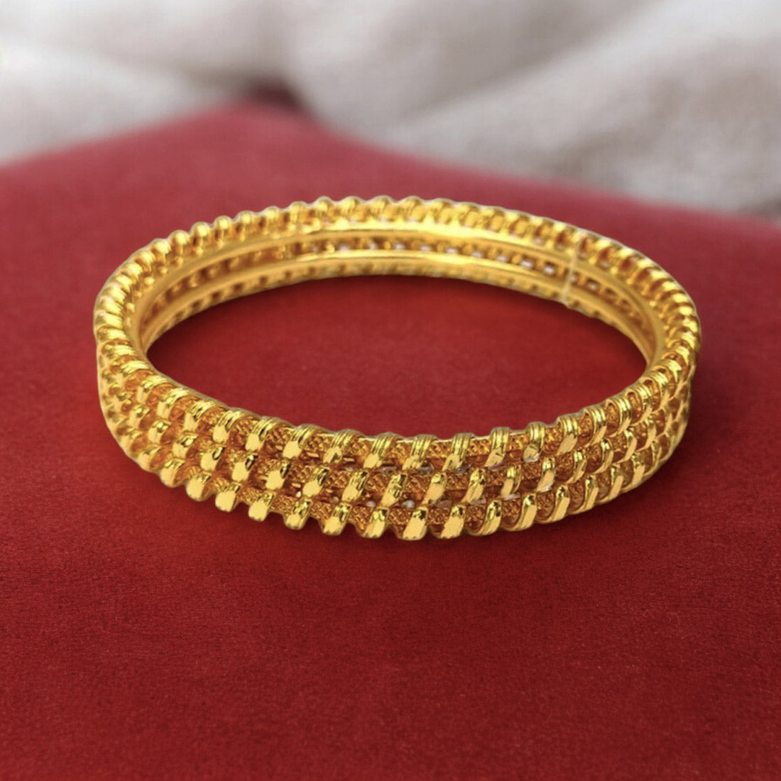 Trendy-Gold-Plated-Three-Line-Twisted-Bangle