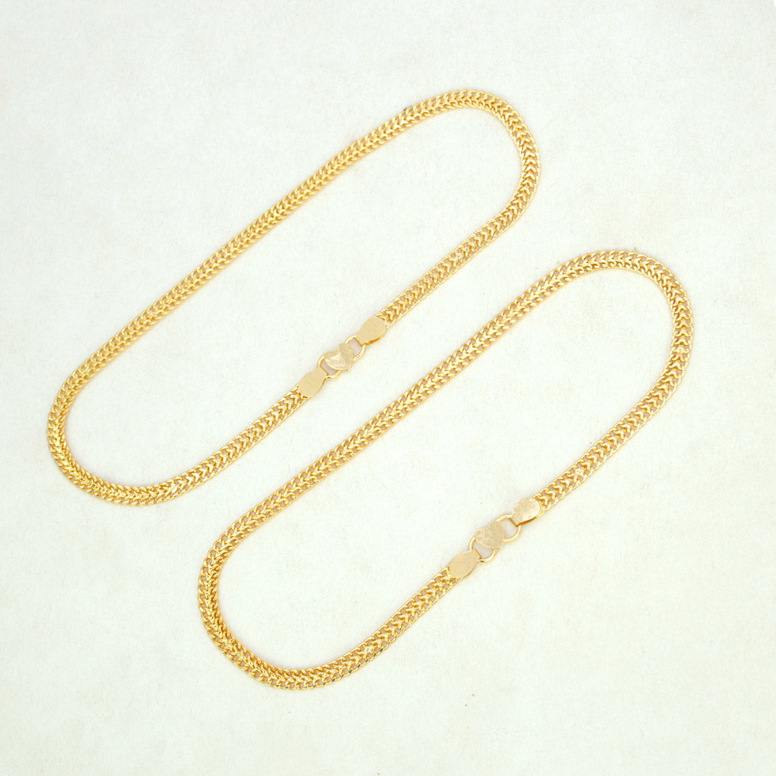 Trendy Gold Plated Flat Double Link Anklets Payal