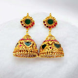 Trendy Premium Gold Plated Green Palakka Jhumka Earrings