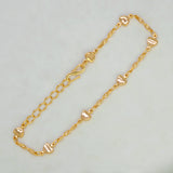 सोने की परत चढ़ा चौकोर कट वाला बहुरंगी पत्थर का ब्रेसलेट 