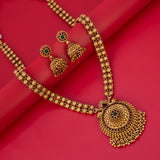 Antique Two-Strand Floral Peacock Pendant Long Chain Set