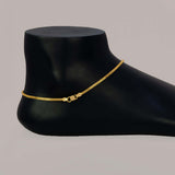 Elegant Gold-Plated Flat Two-Line Box Chain Anklets