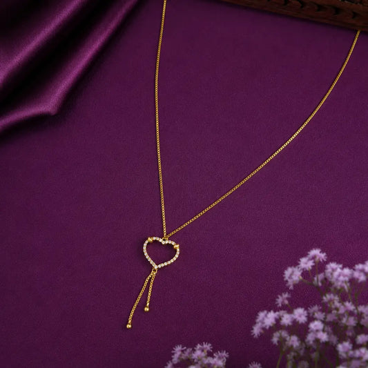 Gold Plated CZ Stone Heart Pendant Necklace