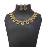 AD Blue Sapphire Floral Chandbali Necklace Set with gold-plated intricate design and matching earrings.