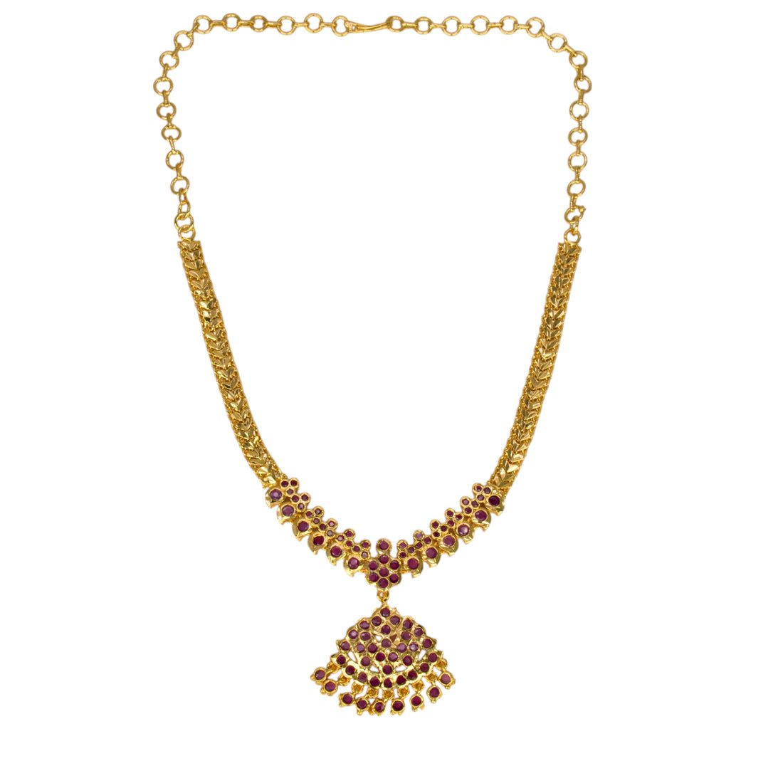 Alluring Gold Plated Adiga Ruby Stone Pendant Necklace - KSupreme