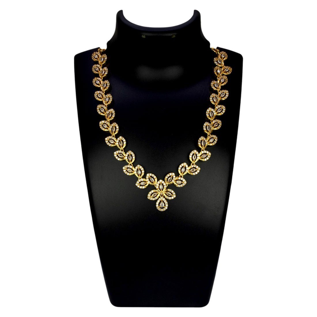 Alluring Gold Plated CZ Leaf Necklace - KSupreme