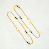 Alluring Gold Plated Designer Beads Black Crystal Anklets - K Supreme