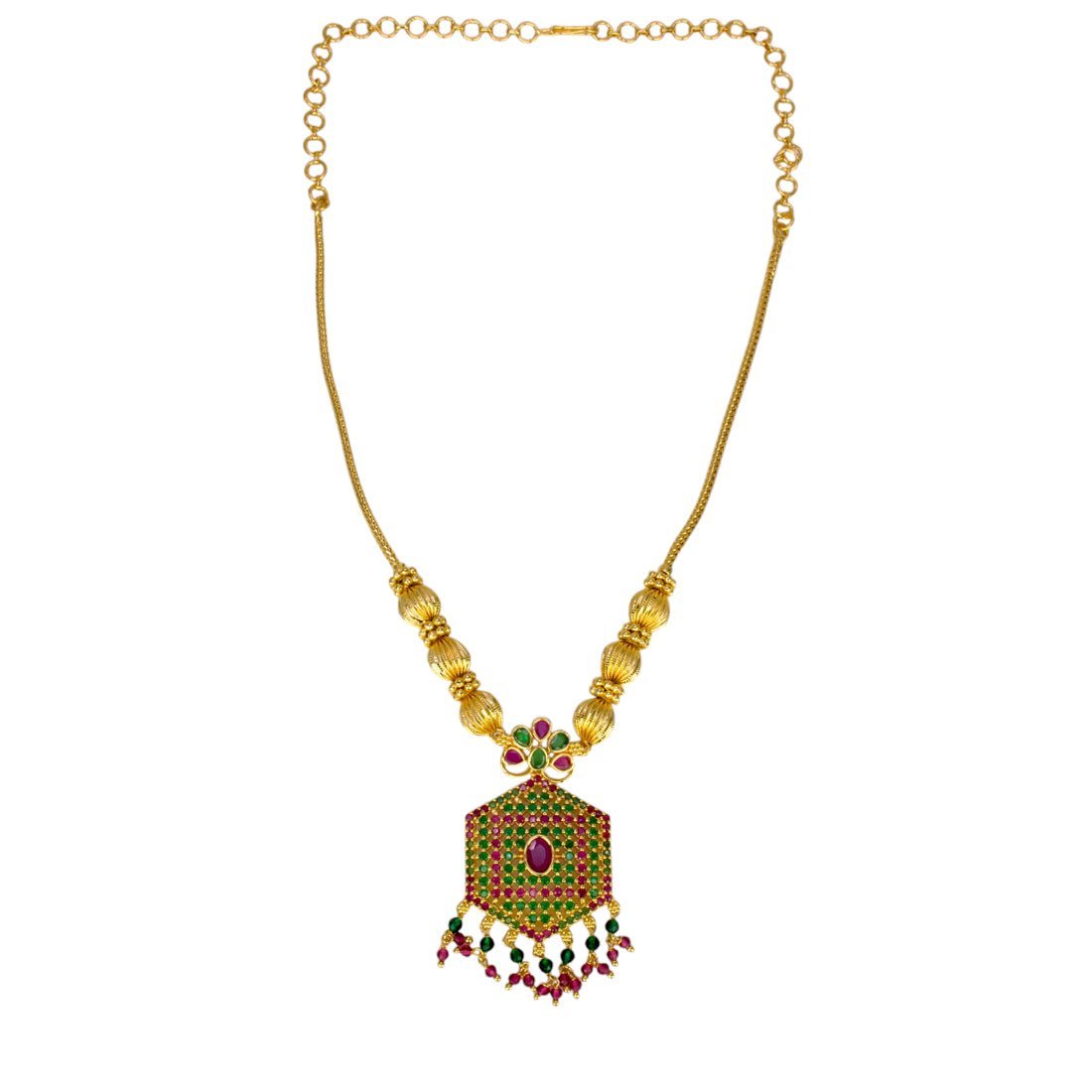 Alluring Gold Plated Hexagonal Pendant Chain Necklace - KSupreme