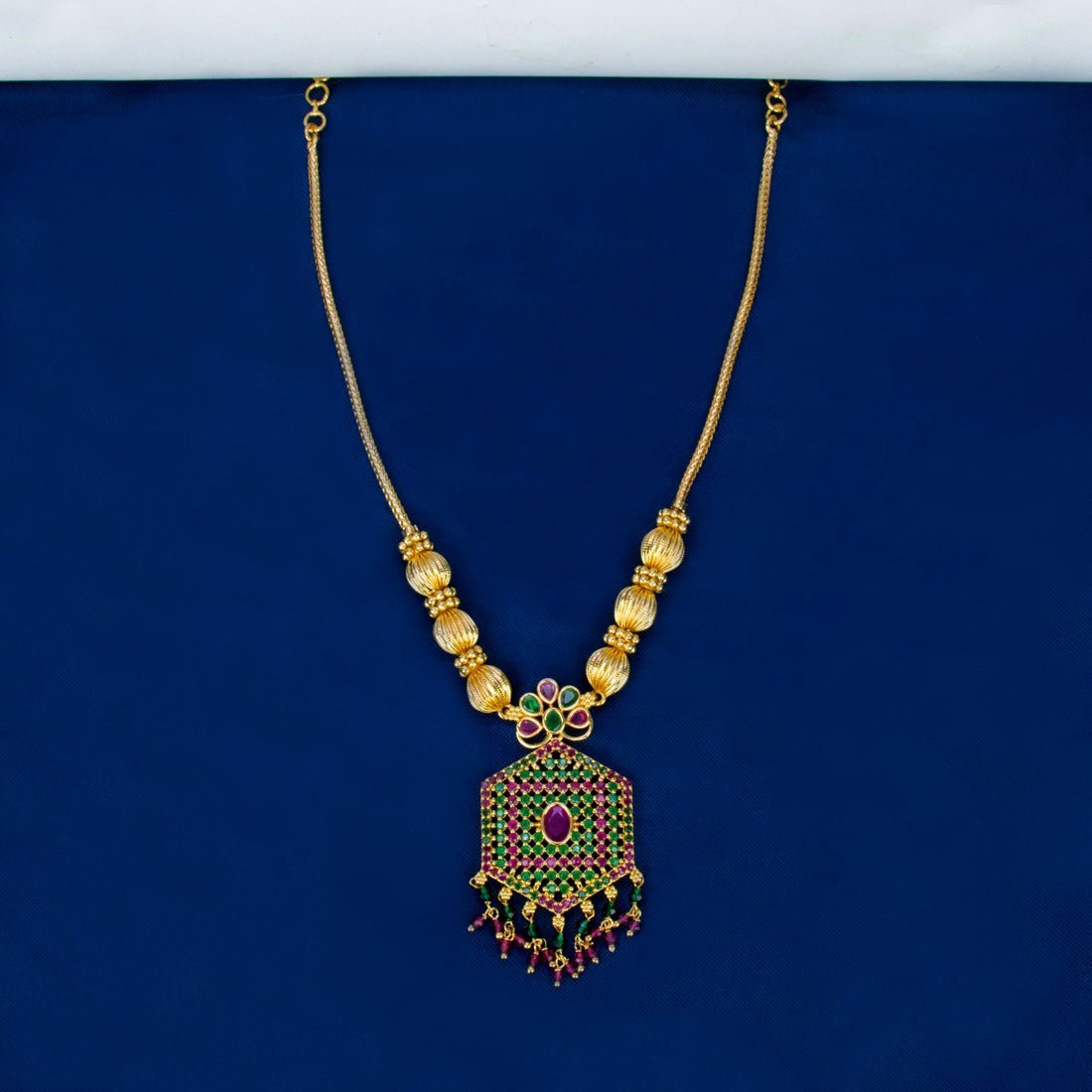 Alluring Gold Plated Hexagonal Pendant Chain Necklace - KSupreme