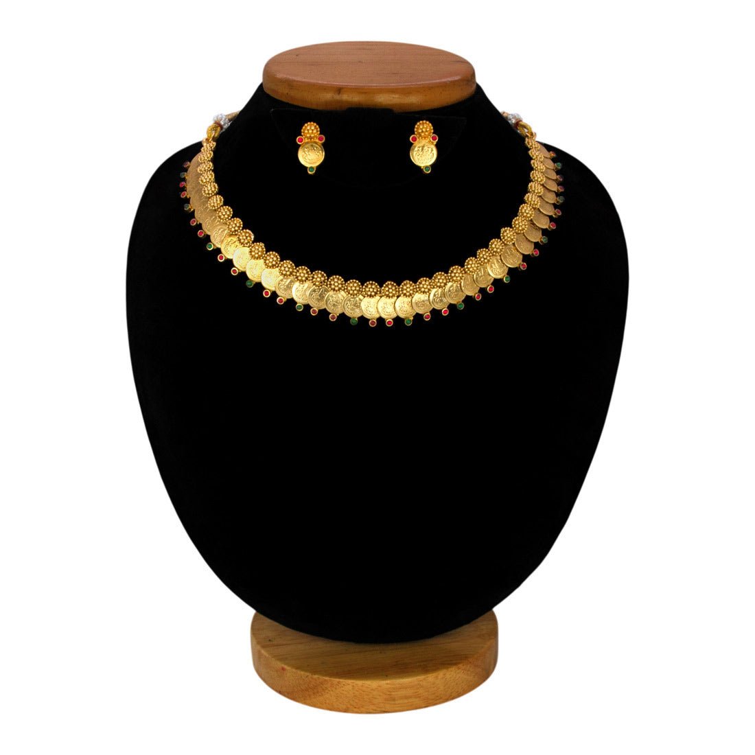 Antique Floral Design Lakshmi Coin Necklace Set - K Supreme