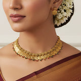 Antique Floral Design Lakshmi Coin Necklace Set - K Supreme