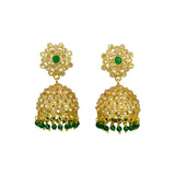 Antique Gold Plated Beads Hanging Kundan Jhumka Earrings - KSupreme
