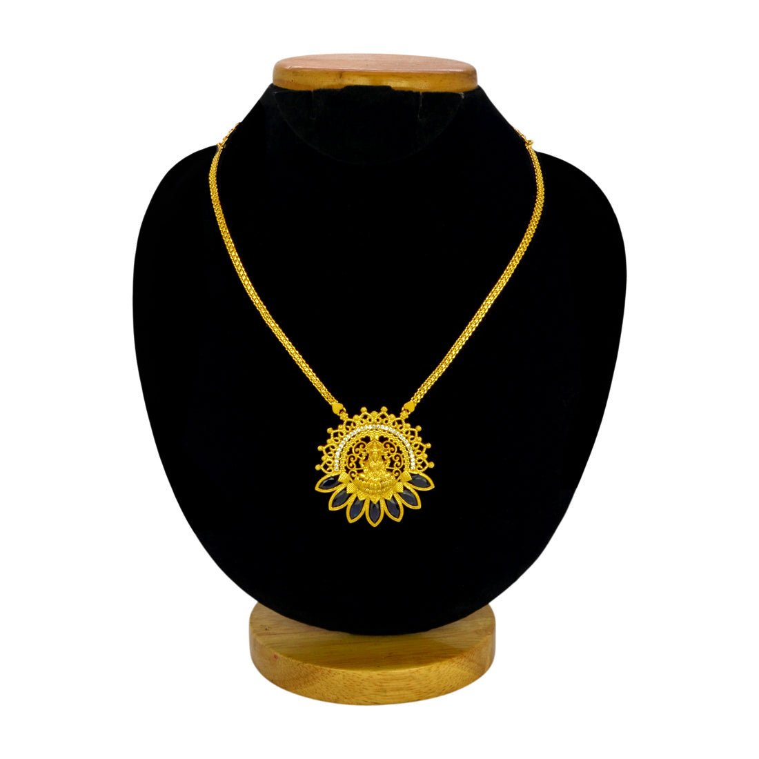 Antique Gold - Plated Blue Sapphire Lakshmi Necklace - KSupreme