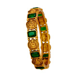 Antique Gold Plated Emerald Stone Lakshmi Kasu Bangle - K Supreme