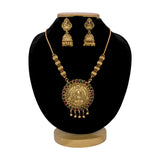 Antique Gold Plated Kemp Stones Lakshmi Pendant Necklace Set - K Supreme