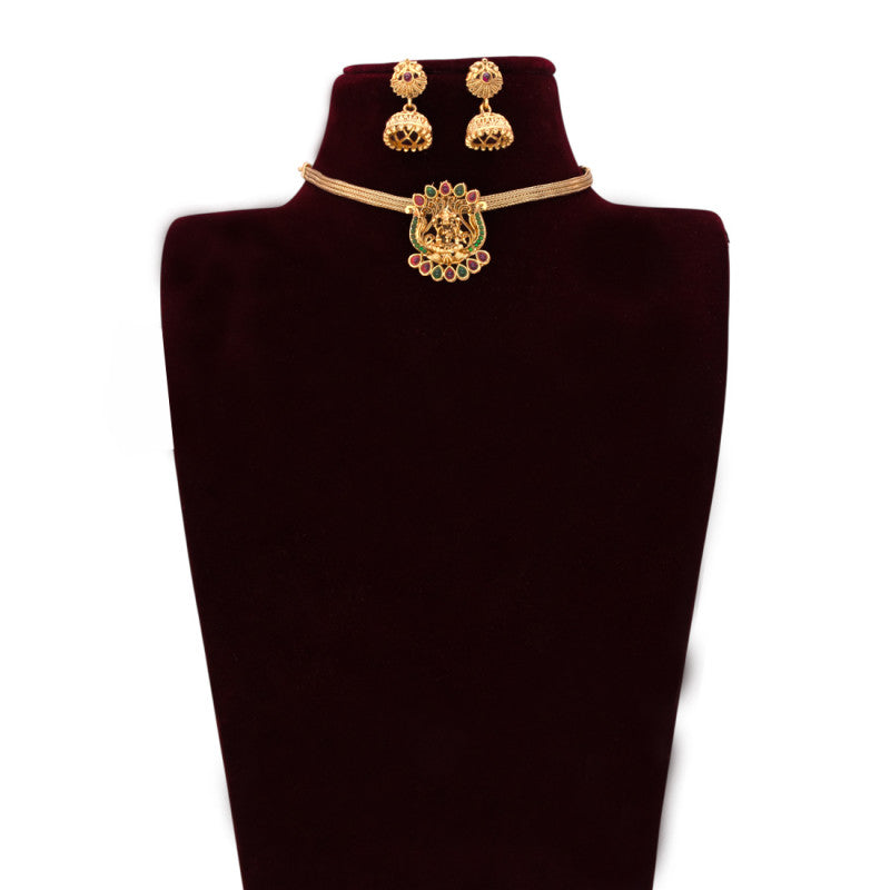 antique-gold-plated-lakshmi-kemp-necklace-set