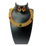 Antique Gold Plated Peacock Design Big Stone Choker Set