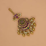 Antique Gold Ruby Emerald Stone Bridal Maang Tikka - K Supreme