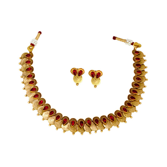 Antique Kemp Teardrop Lakshmi Coin Necklace Set - K Supreme