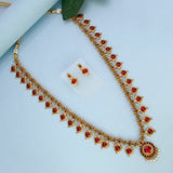 Antique Matte Imitation Palakka Long Chain Set - KSupreme