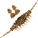 Antique Paisley Peacock Kemp and Pearls Collar Necklace Set - K Supreme