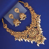 ആന്റിക് പീകോക്ക് ലക്ഷ്മി കെമ്പ് പേൾ ബ്രോഡ് ചോക്കർ സെറ്റ് 