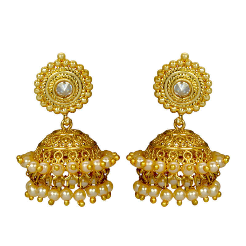 Antique Pearls Hanging Small Jhumka Earrings - K Supreme