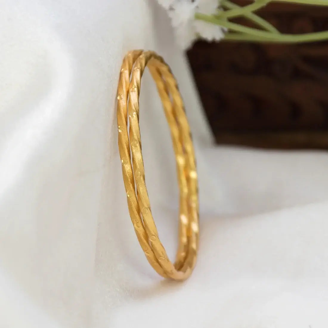 Gold Plated Textured Spiral Baby Bangles