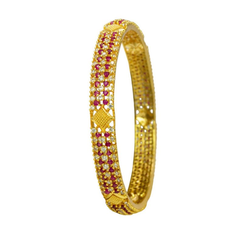 Beautiful Gold Plated Ruby CZ Stone Bangle - K Supreme
